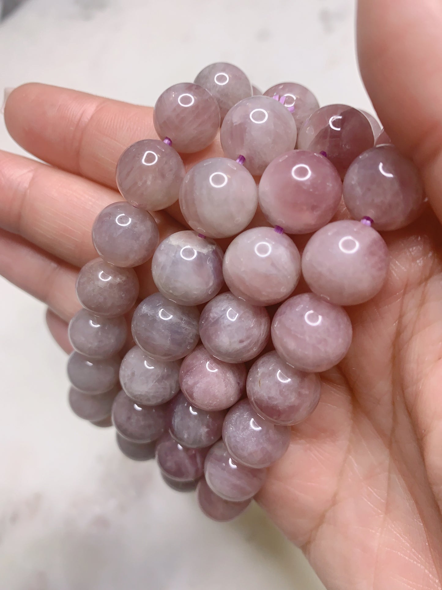 LAVENDER/PURPLE ROSE QUARTZ BRACELET